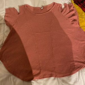 pink no shoulder blouse